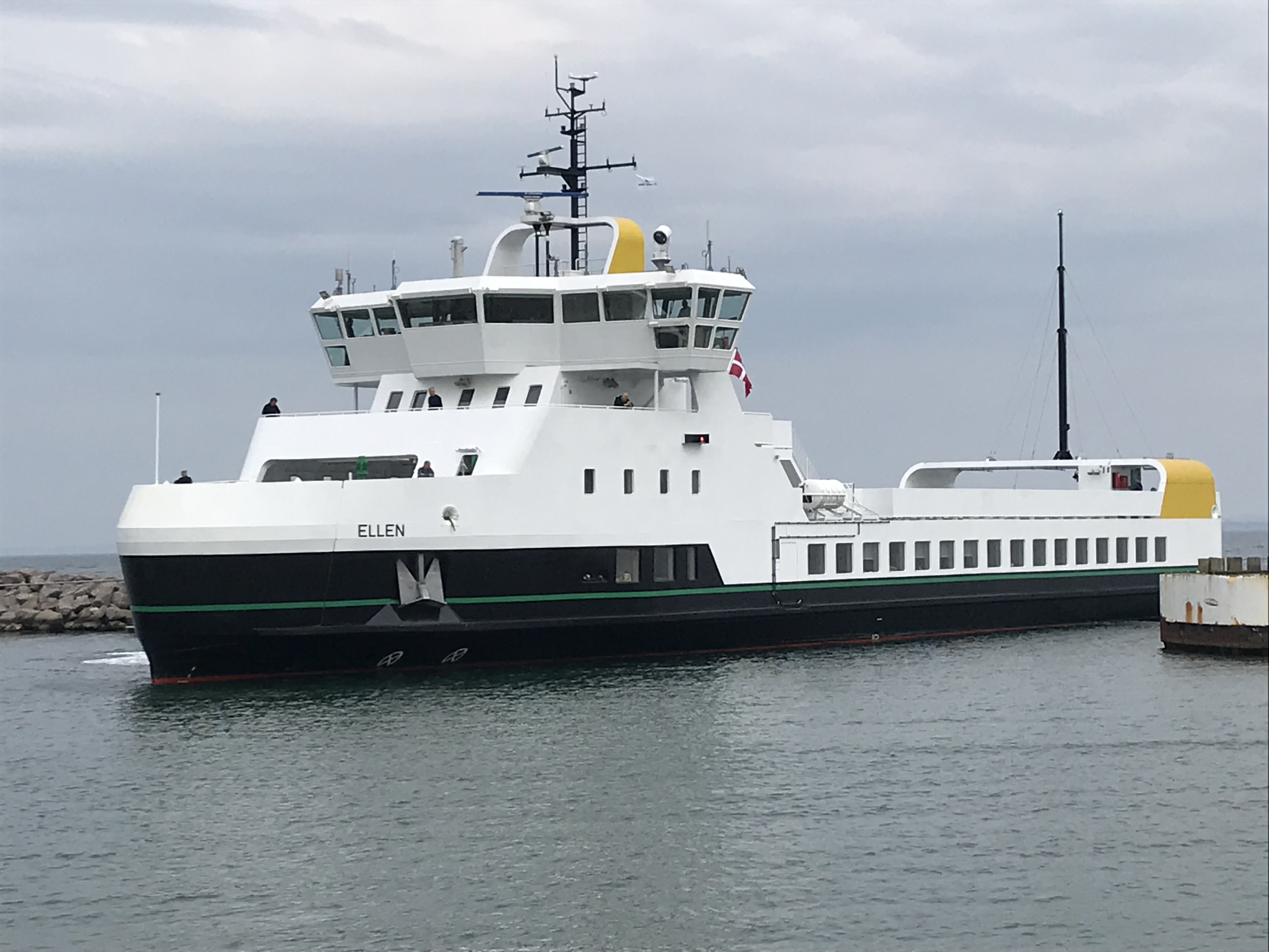 White ferry entering the Port of Søby