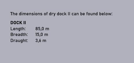 Gray sign showing the dimensions of dock 2