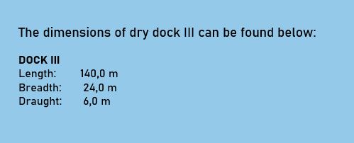 Blue sign showing the dimensions of dock 3